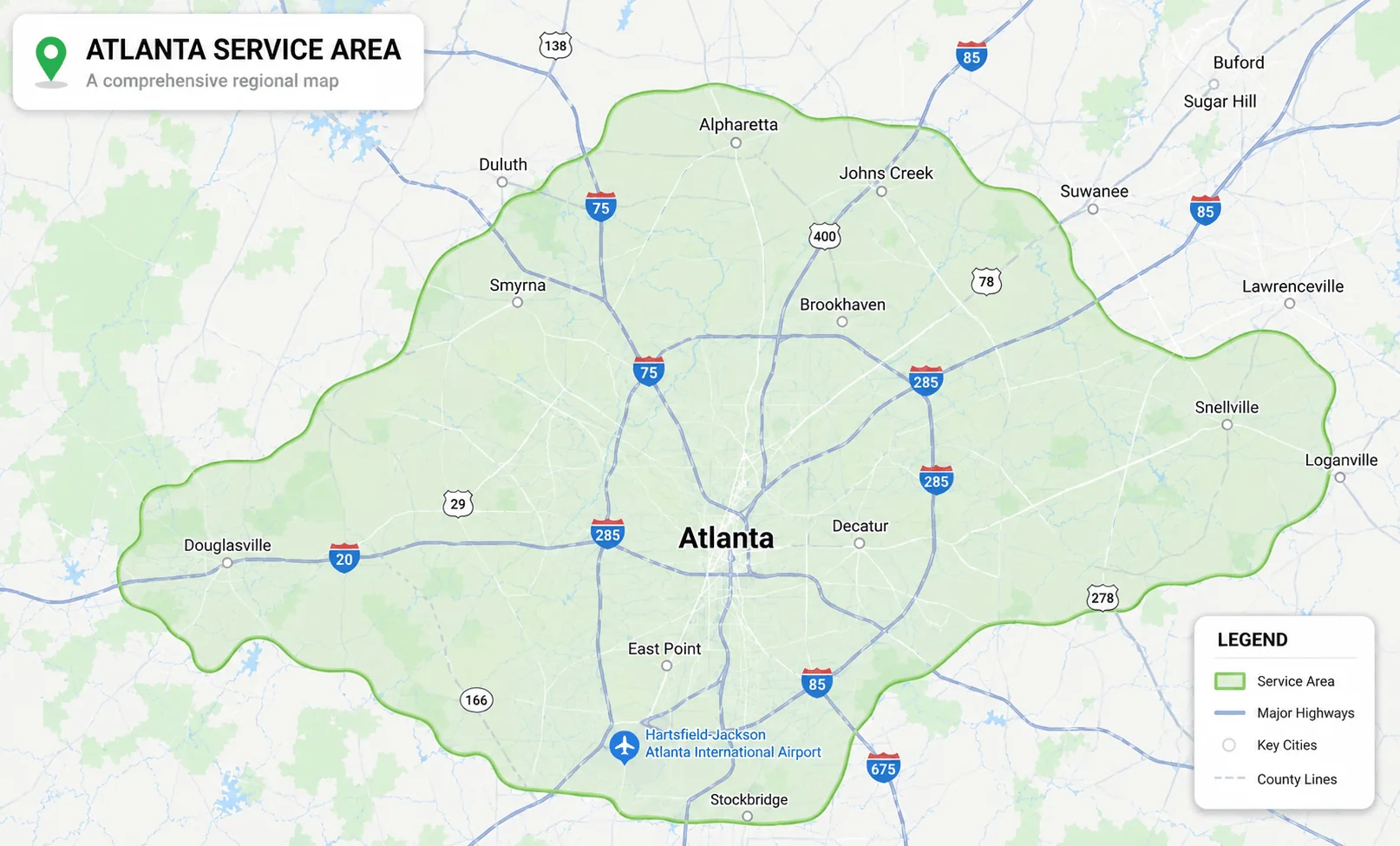 Map of Atlanta Service Area